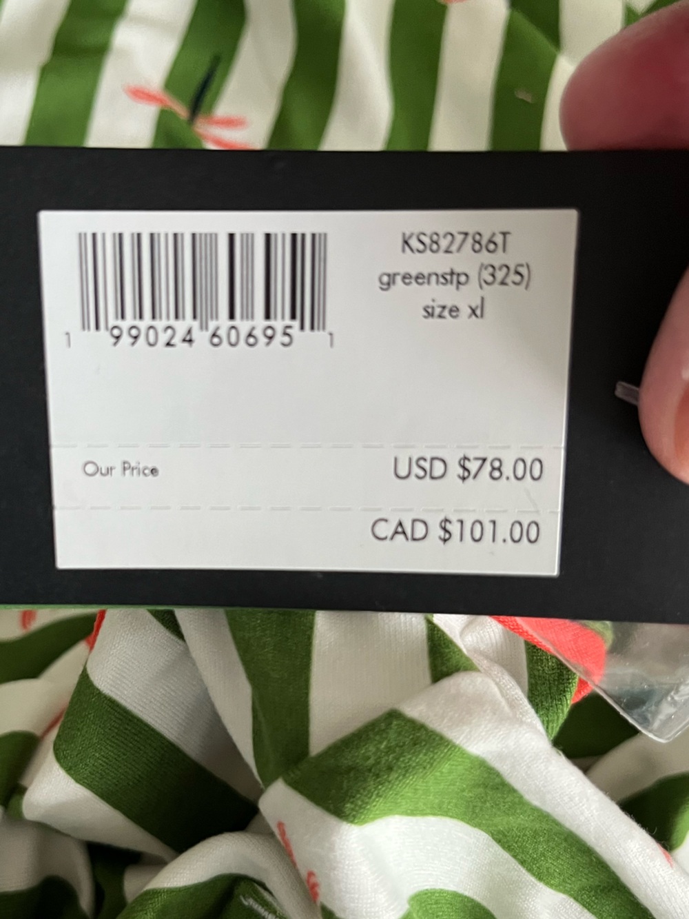 NWT kate spade Green and White Striped Dragonfly Short-Sleeve Pajama Set Size XL - Picture 12 of 15